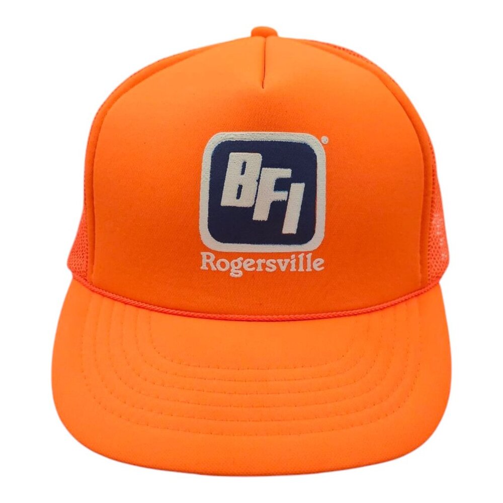 BFI Rope Braid Mesh Snapback Cap Vintage Trucker Foam Baseball Hat Blaze Orange